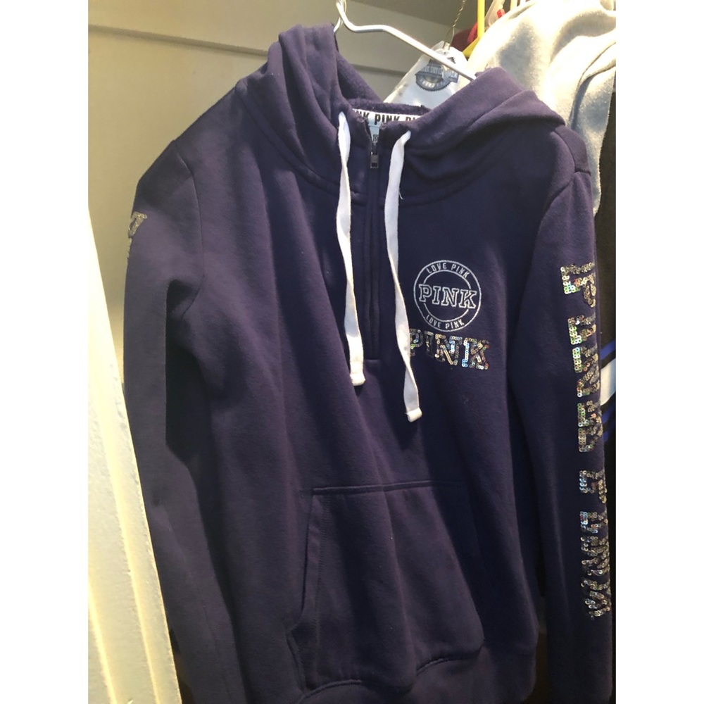VS PINK Sequin Bling Half zip with Hood